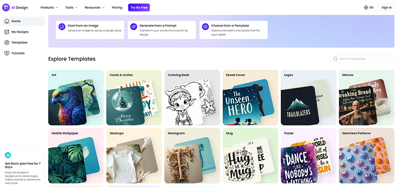 Designs maker tool for Designs.ai