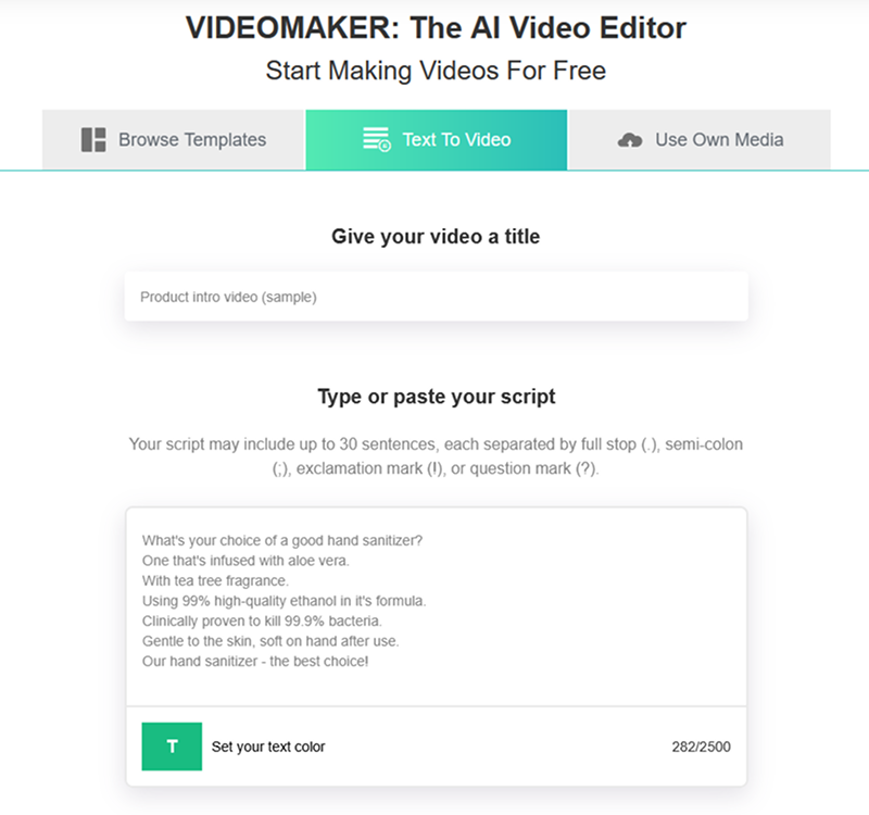 Designs.ai video maker window