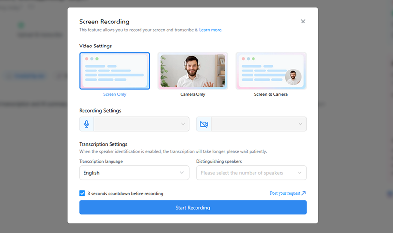 Screen recording tool for Notta.ai