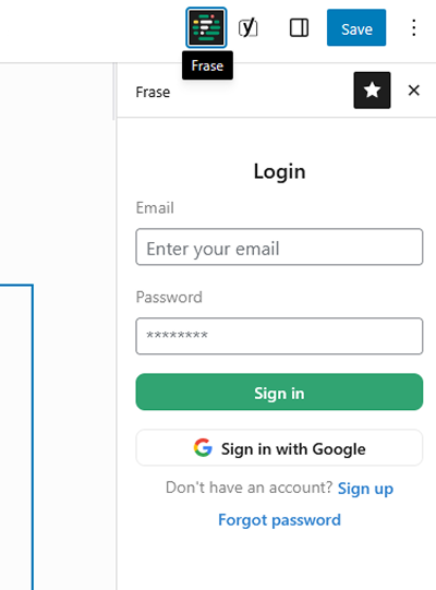Frase.io integration plugin in WordPress Post page