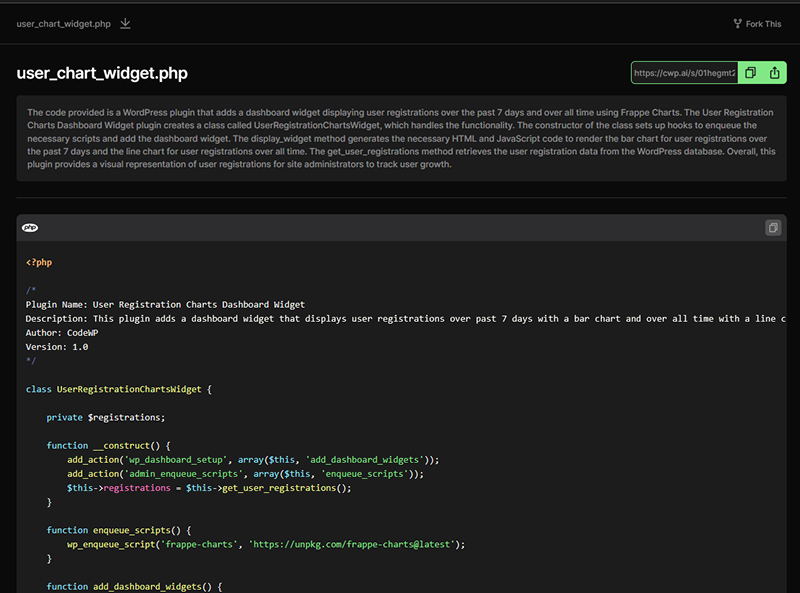 Codewp.ai inside snippet