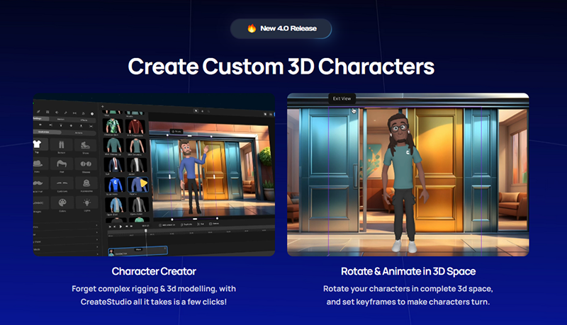 Createstudio have tools for creating 3D characters
