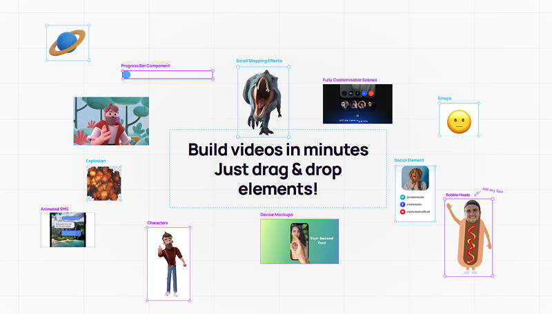Createstudio is a drag-n-drop video builder