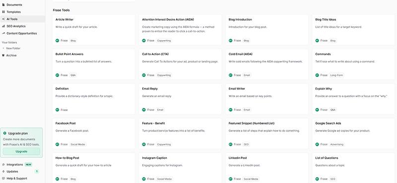 Frase.io AI tools