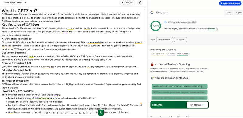 GPTZero explore this article