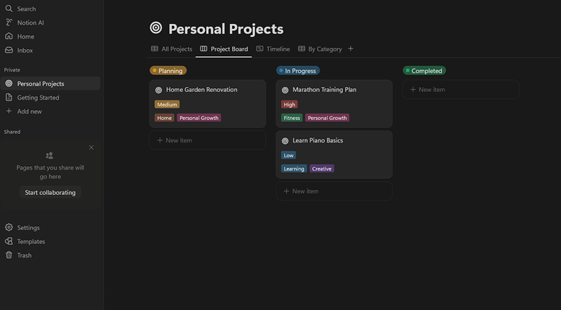 Notion for personal use