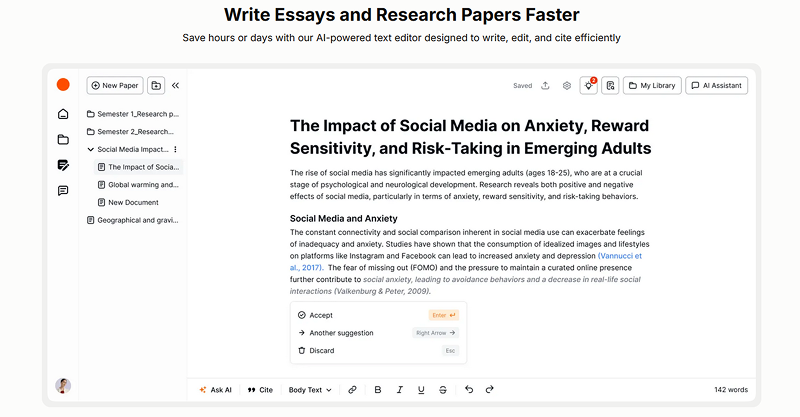 Essays writing tool by Paperguide.ai Logo