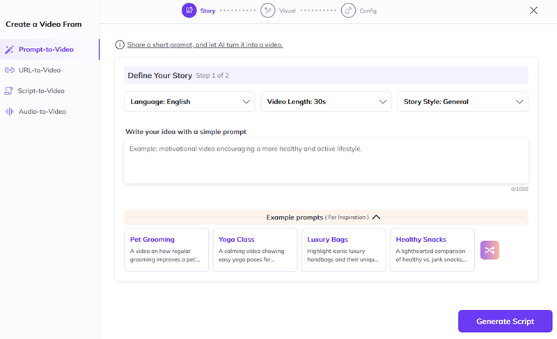 Process of creating video in Zebracat.ai