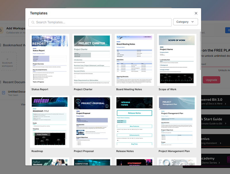 Documents templates gallery